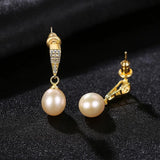 Pink Purple Natural Pearls Drop Earrings 925 Silver
