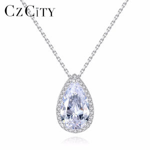 Yellow CZ Water Drop Pendant Necklace Classic Statement Gift