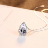 Yellow CZ Water Drop Pendant Necklace Classic Statement Gift