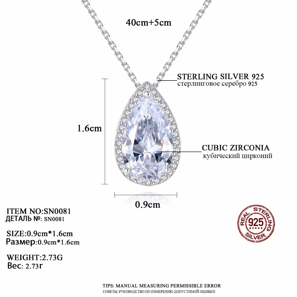 Yellow CZ Water Drop Pendant Necklace Classic Statement Gift