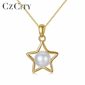 Star Pearl Necklace Pendant, 925 Sterling Silver Jewelry
