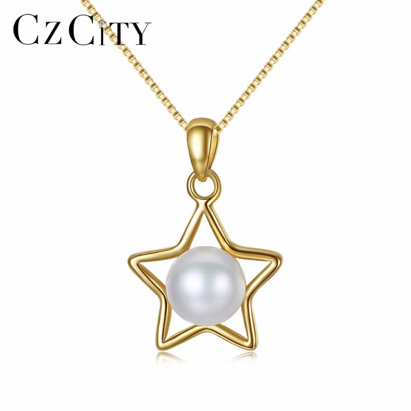 Star Pearl Necklace Pendant, 925 Sterling Silver Jewelry