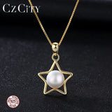 Star Pearl Necklace Pendant, 925 Sterling Silver Jewelry