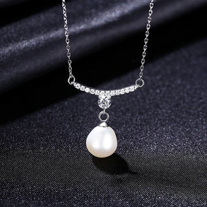 Freshwater Pearl Pendant Necklace 925 Sterling Silver CZ Fine Jewelry