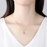 Freshwater Pearl Pendant Necklace 925 Sterling Silver CZ Fine Jewelry