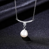 Freshwater Pearl Pendant Necklace 925 Sterling Silver CZ Fine Jewelry