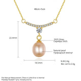 Freshwater Pearl Pendant Necklace 925 Sterling Silver CZ Fine Jewelry