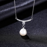 Freshwater Pearl Pendant Necklace 925 Sterling Silver CZ Fine Jewelry