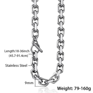 Stainless Steel Mens Cable Chain Necklace 9mm DKN200