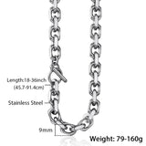 Stainless Steel Mens Cable Chain Necklace 9mm DKN200