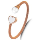 Heart Charm Bracelets Women Gift Cable Wire Stainless Steel Bangles