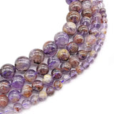 Cacoxenite Auralite 23 Seven Ghost Purple Lodolite Quartz Round Loose Beads