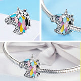 925 Sterling Silver Cactus & Unicorn Heart Rainbow Bottle Charms