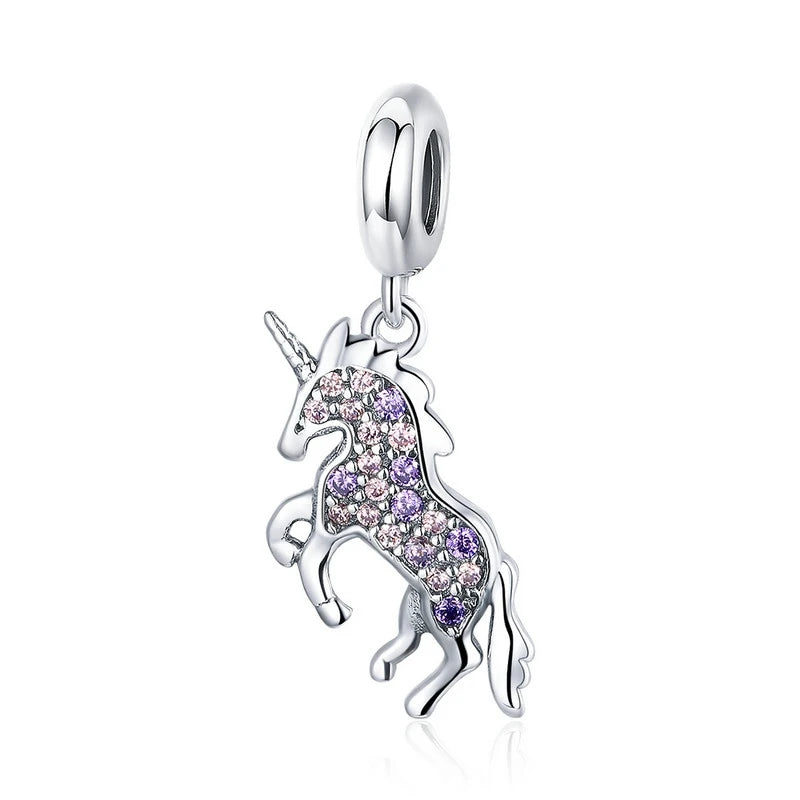 925 Sterling Silver Cactus & Unicorn Heart Rainbow Bottle Charms