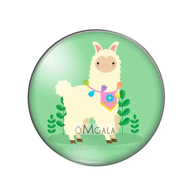 Cactus Flower Llama Alpaca Glass Snap Button Jewelry DIY