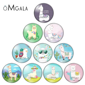 Cactus Flower Llama Alpaca Glass Snap Button Jewelry DIY