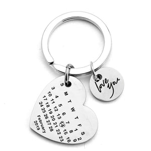 Calendar Key Chain Date Love You Engraved Keyring For Couple