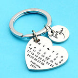 Calendar Key Chain Date Love You Engraved Keyring For Couple