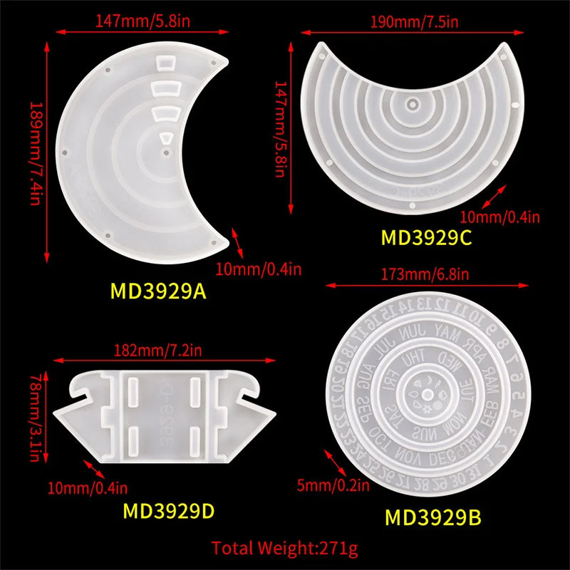 Epoxy Resin Mold Round Calendar Plate Wall Hanging Silicone Mold
