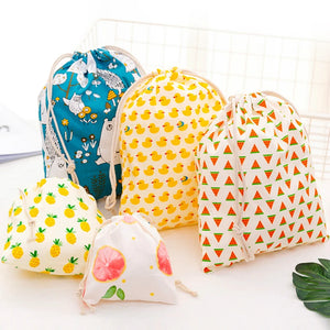 Calico Gift Bags Cotton Drawstring Pouch Makeup Wedding Party Storage Dolly Bag