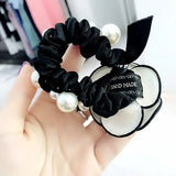 Camellia Pearl Hair Flowers Beads Elastic Headband Vintage Hair Bands