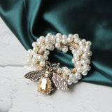 Camellia Flower Head Rope Small Bee Hair Rope Rubber Band Hair Circle Pearl