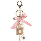Camellia Lock Bag Keychain Pearl Pendant Car Keyring