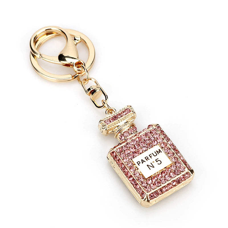 Camellia Lock Bag Keychain Pearl Pendant Car Keyring
