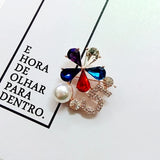 Camellia Jewelry Flowers Lapel Pins No 5 Crystal Pearls Brooches