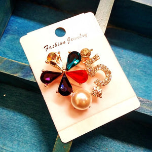 Camellia Jewelry Flowers Lapel Pins No 5 Crystal Pearls Brooches