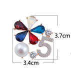Camellia Jewelry Flowers Lapel Pins No 5 Crystal Pearls Brooches