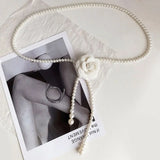 Camellia Thin Chain Waistband Small Fragrant Flower Pearl Belt Decor