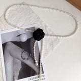 Camellia Thin Chain Waistband Small Fragrant Flower Pearl Belt Decor