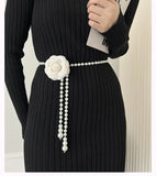 Camellia Waist Chain Small Fragrant Flowers Pearl Belt Decorative Skirt Sweater