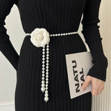 Camellia Waist Chain Small Fragrant Flowers Pearl Belt Decorative Skirt Sweater