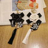 Camellia Tassel Pendant Keychain for Girls Bag Car Decoration