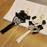 Camellia Tassel Pendant Keychain for Girls Bag Car Decoration