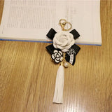 Camellia Tassel Pendant Keychain for Girls Bag Car Decoration