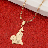 Cameroon Map Flag Pendant Necklace Chain Jewelry Women Men Africa Jewelry