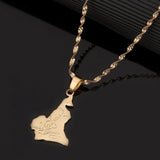 Cameroon Map Flag Pendant Necklace Chain Jewelry Women Men Africa Jewelry