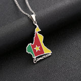 Cameroon Map Flag Pendant Necklace Stainless Steel For Women Girls