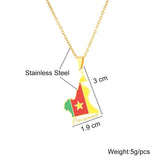 Cameroon Map Flag Pendant Necklace Stainless Steel For Women Girls