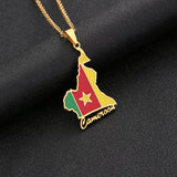 Cameroon Map Flag Pendant Necklace Stainless Steel For Women Girls