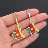 Cameroon Map Flag Pendant Necklace Stainless Steel For Women Girls