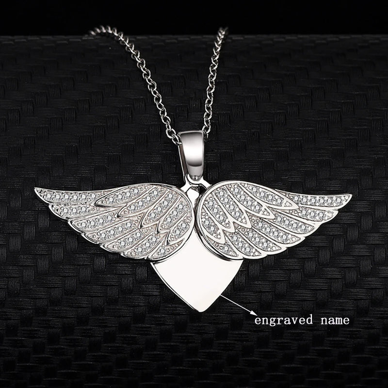 Personalized Zircon Diamond Angel Wings Necklace