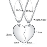 Customizable Titanium Steel Half Heart Pendants Necklace Set
