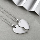 Customizable Titanium Steel Half Heart Pendants Necklace Set