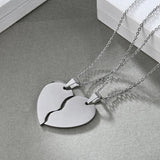 Customizable Titanium Steel Half Heart Pendants Necklace Set