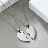 Customizable Titanium Steel Half Heart Pendants Necklace Set