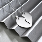 Customizable Titanium Steel Half Heart Pendants Necklace Set